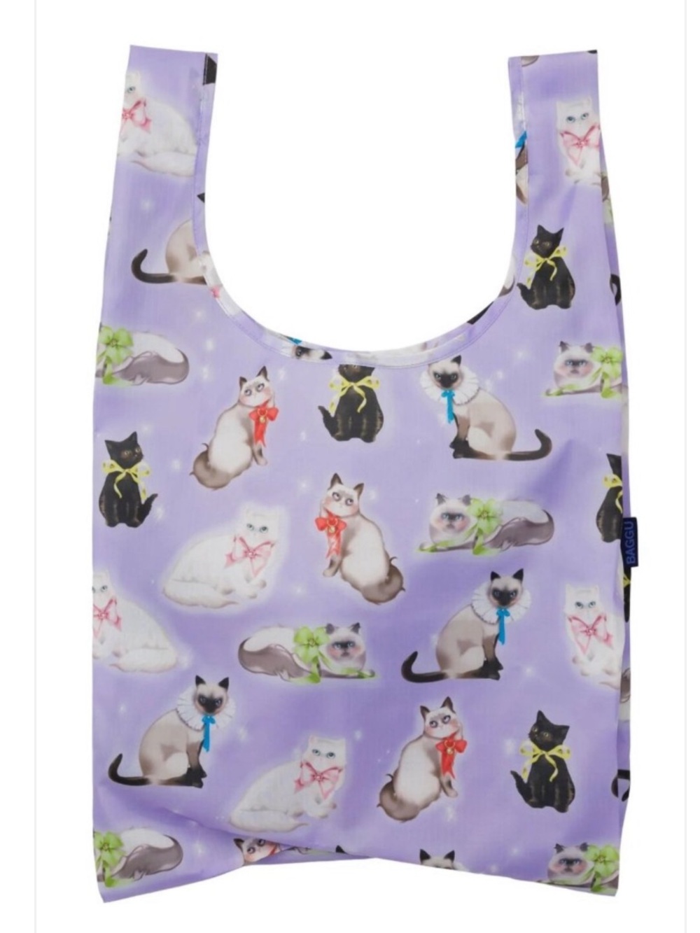 Baggu Standard Fancy Cats Tote Bag Purse Satchel Animal Purple Pouch NEW NWT